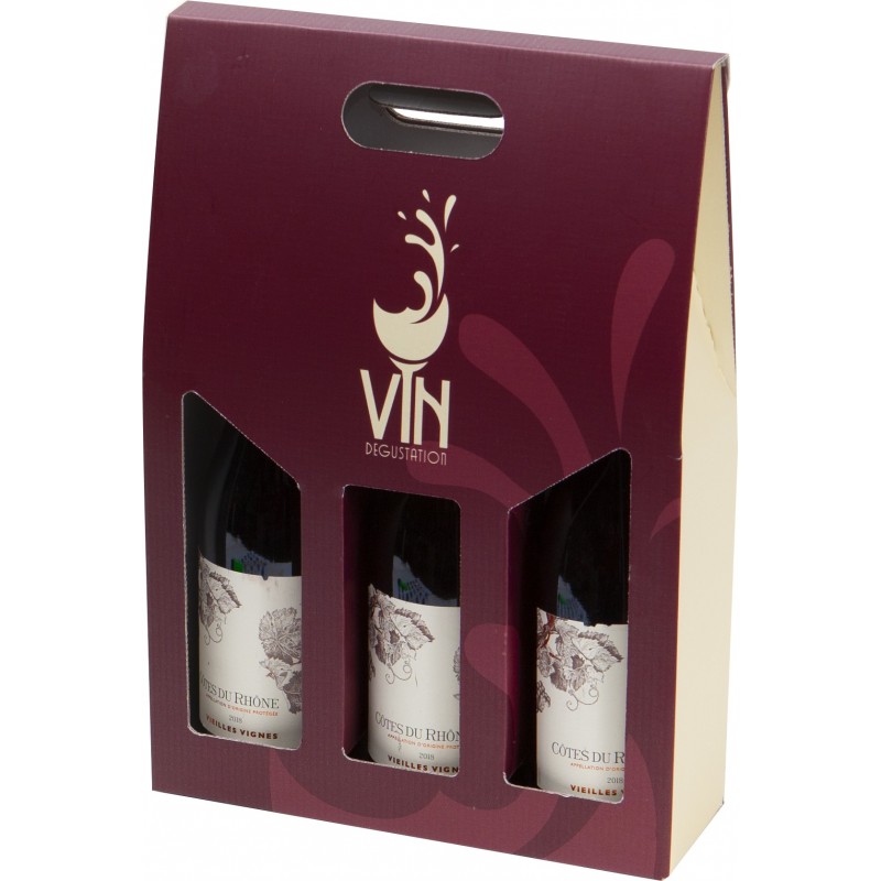 Etui en carton FSC pour 3 Bouteilles VIN DEGUSTATION