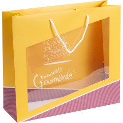 Sac carton jaune 'Promenade gourmande' fenetre transparente