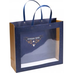 Sac carton avec dorure 'Joyeuses Fetes' fenetre transparente