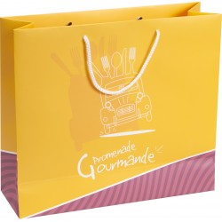 Sac carton jaune 'Promenade gourmande' fenetre transparente