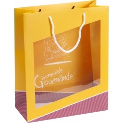 Sac carton FSC jaune 'Promenade gourmande' + fenetre PVC