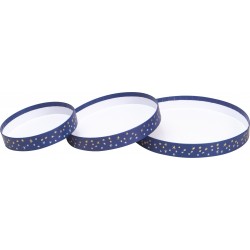 Corbeille ronde en carton FSC bleu deco etoiles avec dorure