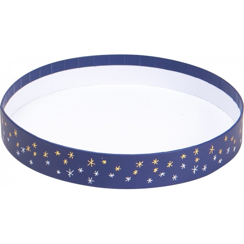 Corbeille ronde en carton FSC bleu deco etoiles avec dorure