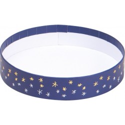 Corbeille ronde en carton FSC bleu deco etoiles avec dorure