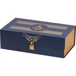 Coffret carton FSC avec fenetre + dorure 'Joyeuses Fetes'