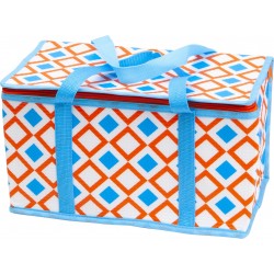 Sac isotherme bleu et orange deco losange
