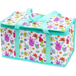 Sac isotherme deco fleurs et contour vert