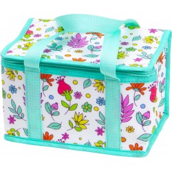 Sac isotherme deco fleurs et contour vert