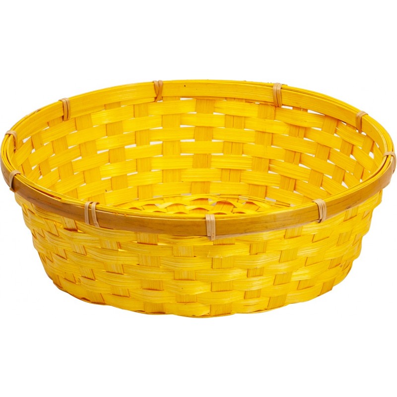 Corbeille ronde en bambou jaune bouton d'or