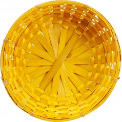 Corbeille ronde en bambou jaune bouton d'or