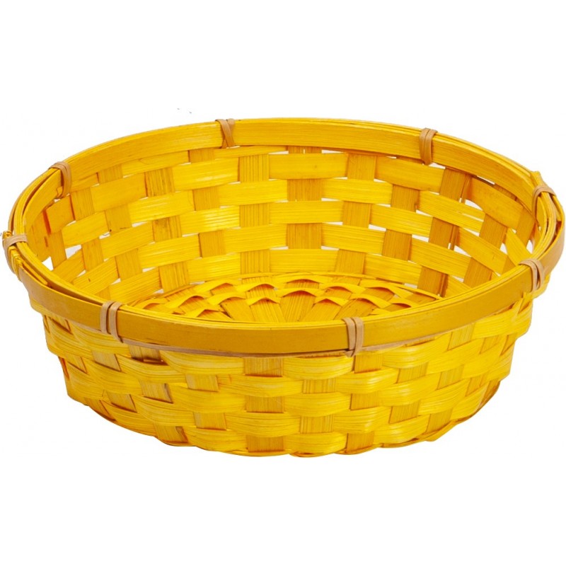 Corbeille ronde en bambou jaune bouton d'or