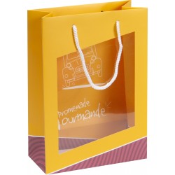 Sac carton FSC jaune 'Promenade gourmande' + fenetre PVC
