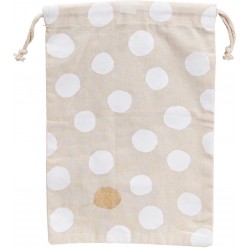 Sac en coton deco pois blanc et un pois dore avec cordon