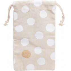 Sac en coton deco pois blanc et un pois dore avec cordon