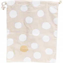 Sac en coton deco pois blanc et un pois dore avec cordon