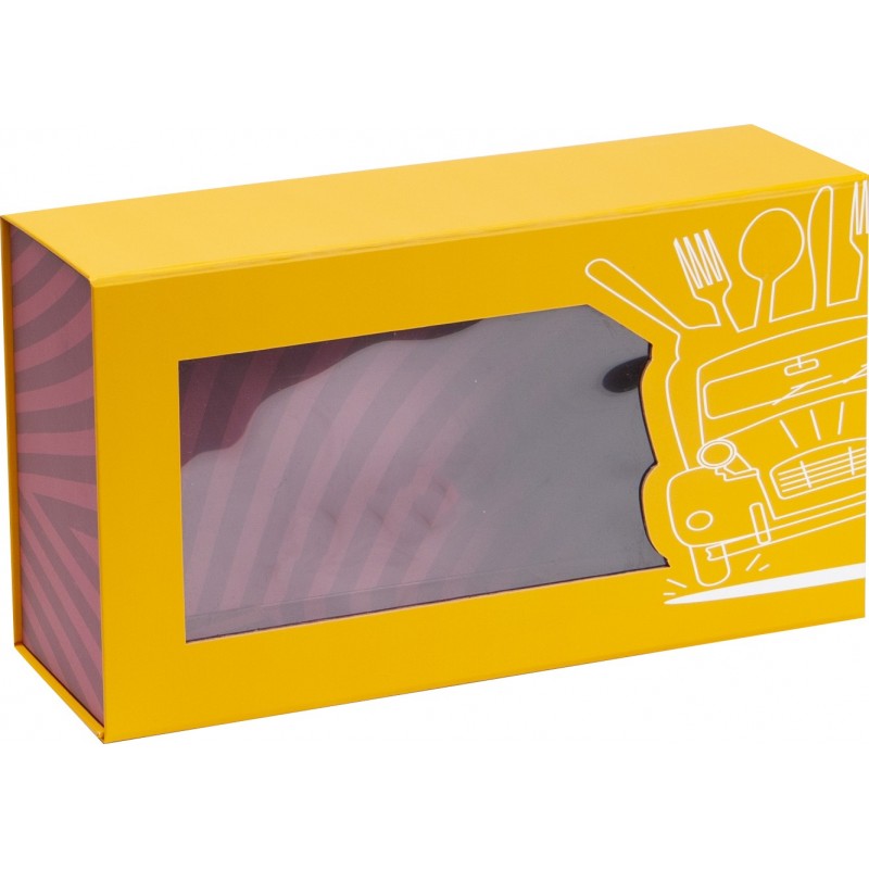 Coffret carton FSC jaune avec fenetre 'Promenade gourmande'