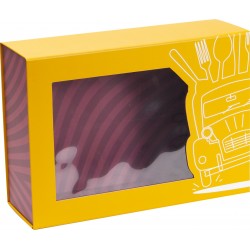 Coffret carton FSC jaune avec fenetre 'Promenade gourmande'