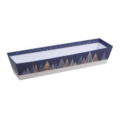 Corbeille carton bleu  deco sapins avec dorure