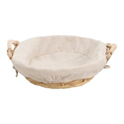 Corbeille Ronde Osier naturel Tissu ecru