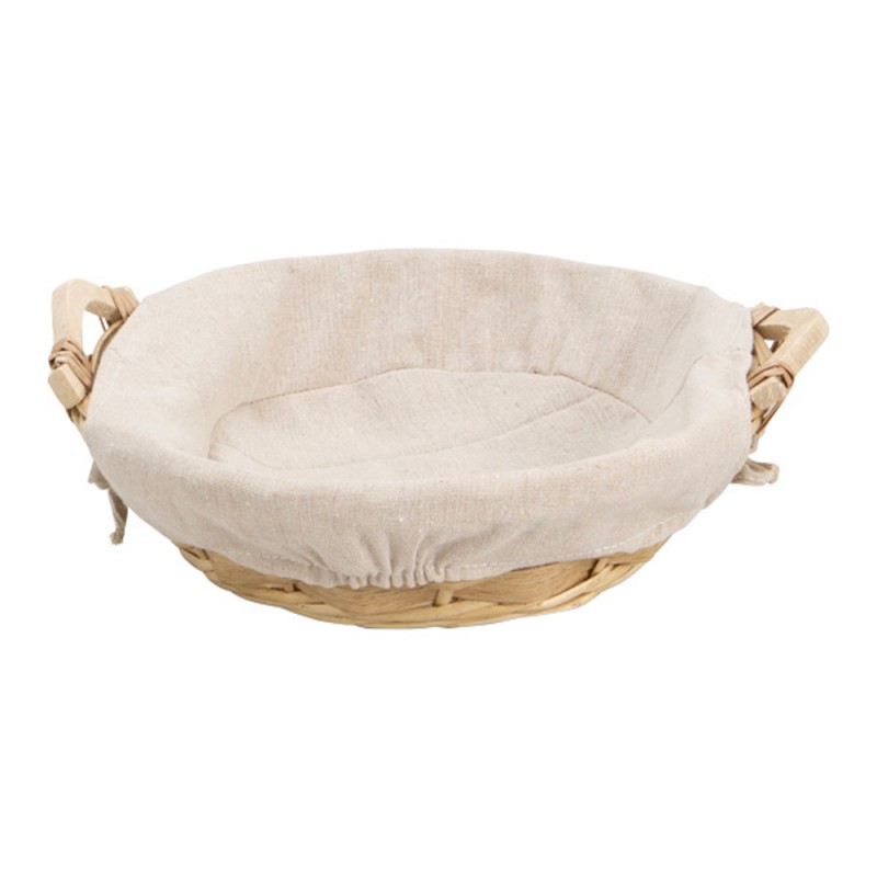 Corbeille Ronde Osier naturel Tissu ecru