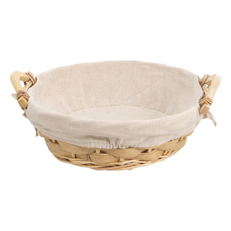 Corbeille Ronde Osier naturel Tissu ecru