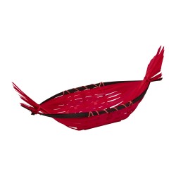 Corbeille gondole en bambou coloris rouge carmin
