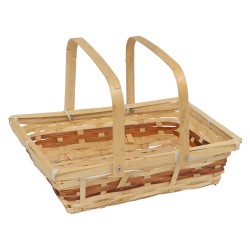 Panier en bambou naturel avec 2 anses pliables
