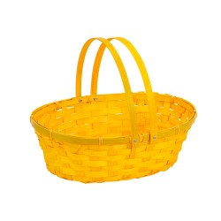 Panier bambou ovale jaune bouton d'or