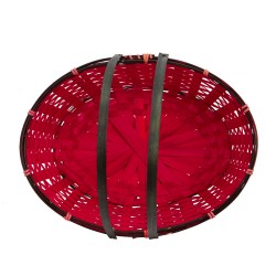 Panier bambou ovale rouge contour chocolat