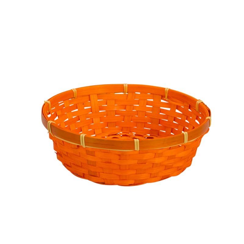 Corbeille ronde en bambou orange