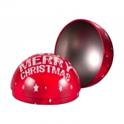 Boule de noel en metal rouge deco MERRY CHRISTMAS