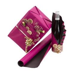 Papier cadeau kraft marron et rose 0.79 x 50 metres