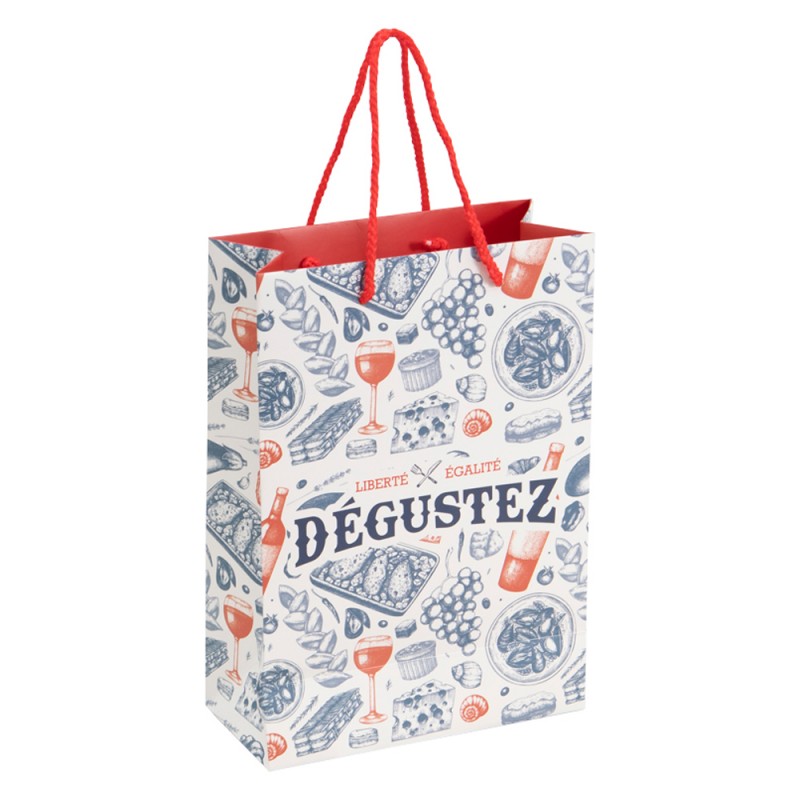 Sac carton Degustez avec cordellettes blanches