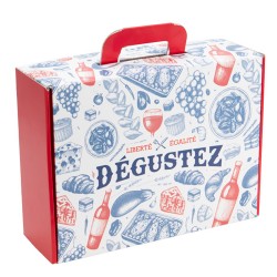 Valisette carton rectangle Bonnes Fêtes effet bois(34,2x25x11,5 cm)