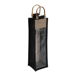 Sac en jute naturel et noir pour 1 bouteille