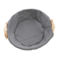 Corbeille Ronde Osier gris Tissu gris