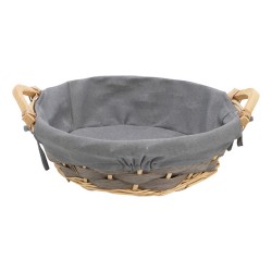 Corbeille Ronde Osier gris Tissu gris