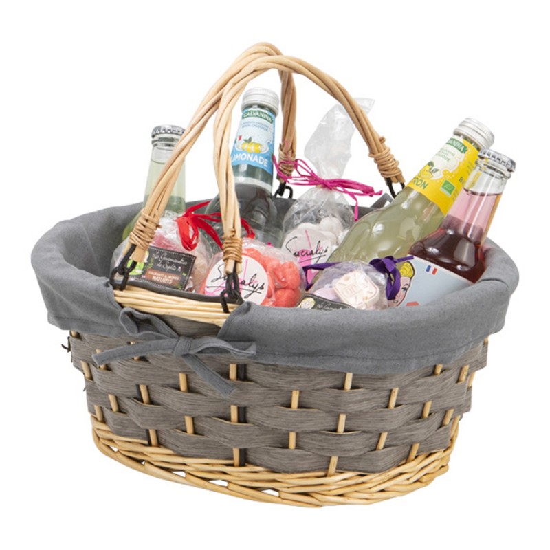 Panier Ovale Osier Arthur Cameron Avec Poignée - Gris Clair Taille M - Doublure Toile De Jute