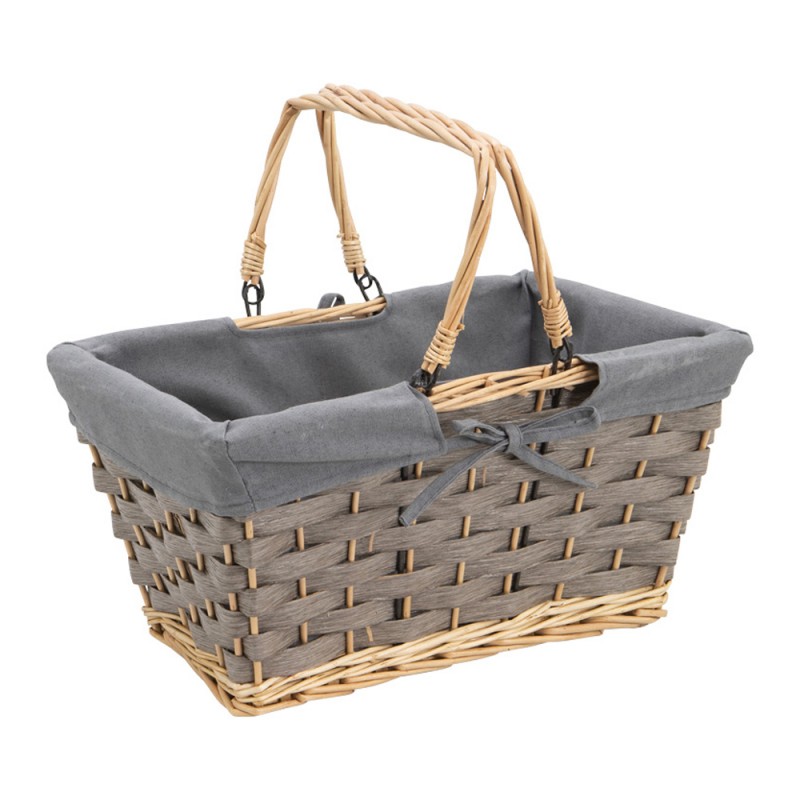 Panier rectangulaire Osier gris Tissu gris