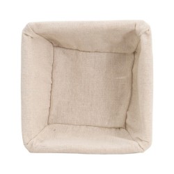 Corbeille osier naturel tissu beige 22x22x9cm