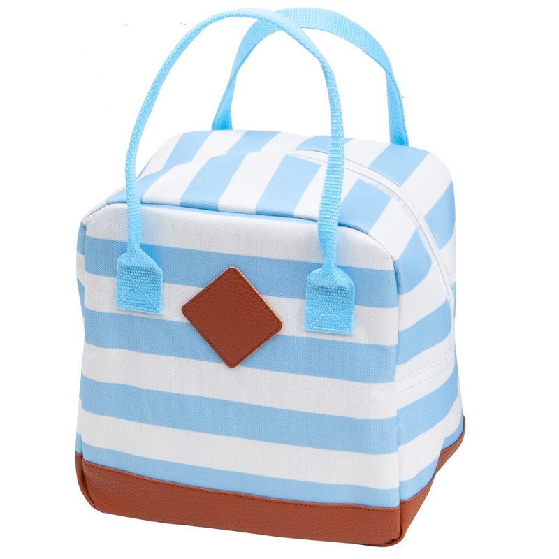 Sac isotherme 600D raye bleu et blanc 6L