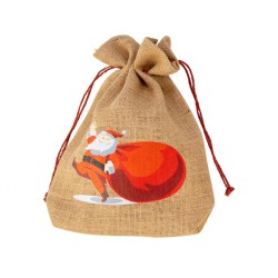 Pochon jute Pere-Noel rouge 25x6x30cm