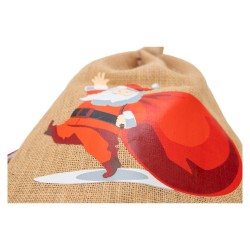 Pochon jute Pere-Noel rouge 25x6x30cm