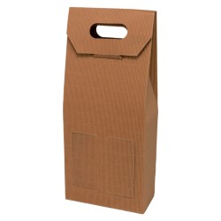 Etui carton coloris kraft 2 bouteilles