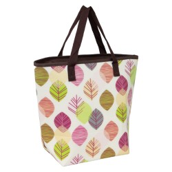 Sac isotherme coloris creme motif feuilles colorees