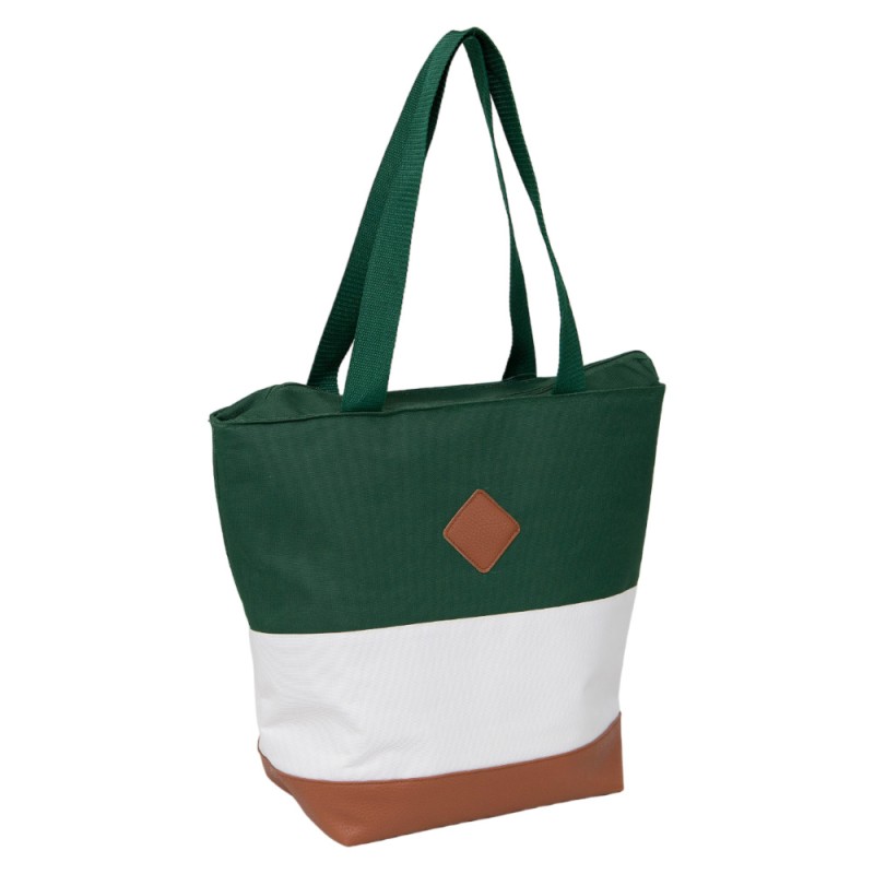 Sac isotherme 600D 3 bandes vert/blanc/marron 15L