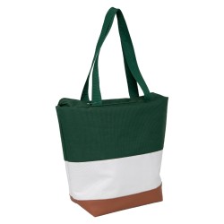 Sac isotherme 600D 3 bandes vert/blanc/marron 15L