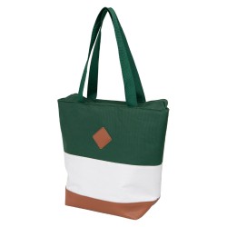 Sac isotherme 600D 3 bandes vert/blanc/marron 15L