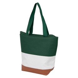 Sac isotherme 600D 3 bandes vert/blanc/marron 15L