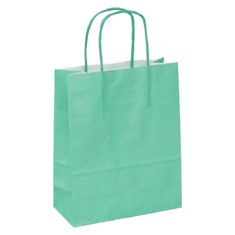 Sac papier kraft vert d'eau 18x8x22